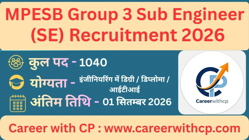 MPESB Group 3 Sub Engineer Recruitment 2026